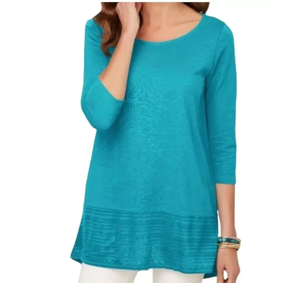 Soft Surroundings Tops - NWT Soft Surroundings Senja Button Back Tunic Top Plus Size 1X Tidal Wave Blue